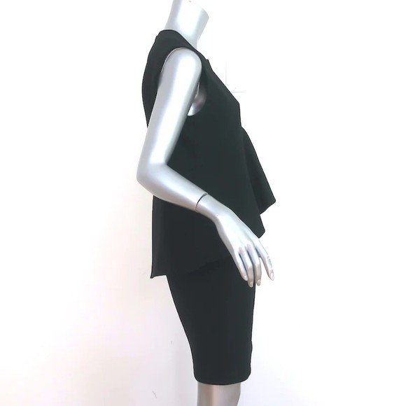 Celine Sleeveless Peplum Dress Black Crepe Size 42 - Picture 3 of 7